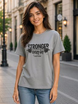 LEOTUDE - Women's Loose Fit Polyester Printed T-Shirt