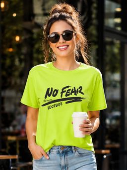 LEOTUDE - Women's Loose Fit Polyester Typography T-Shirt