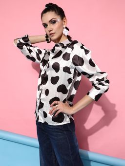 STREET 9 - Polka Dot Printed Satin Shirt