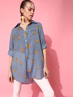 STREET 9 - Stripe Printed Over Size Shirt