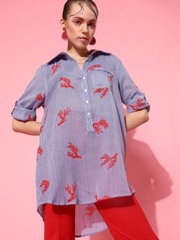 STREET 9 - Stripe Printed Over Size Shirt