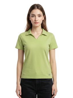 Bonjour - Women's Solid Green Polo T-Shirt