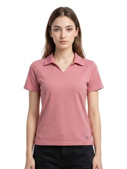 Bonjour - Women's Solid Pink Polo T-Shirt