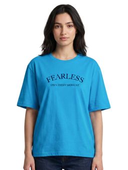 Bonjour - Women's Round Neck Oversized Printed T-Shirt