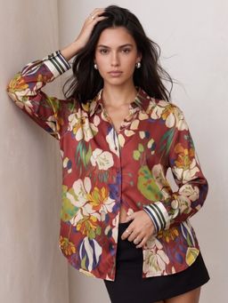 Outzidr - Floral Printed Relaxed Shirt