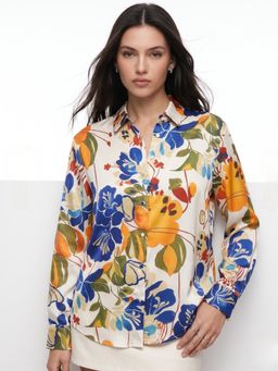 Outzidr - Floral Printed Relaxed Shirt