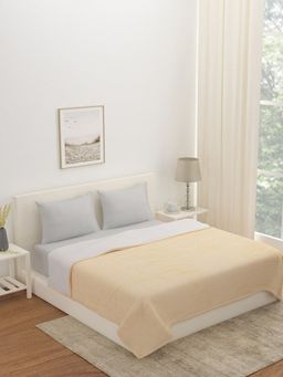 At Home by Nilkamal - Sherpa & Flannel Double Blanket - Golden (Queen)