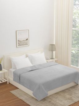 At Home by Nilkamal - Arliss Double Bed Blanket|150 GSM|Pack of 1 Blanket|220 x 240 cm|Light Grey