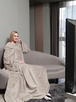 At Home by Nilkamal - Solid Flannel TV Blanket - Beige (Single)