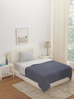 At Home by Nilkamal - Sherpa & Flannel Single Blanket - Dark Grey (Single)