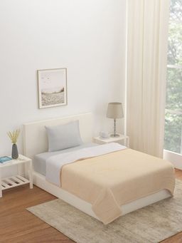 At Home by Nilkamal - Sherpa & Flannel Single Blanket - Golden (Single)