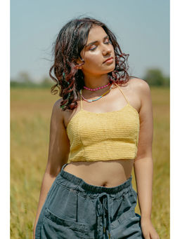FREAKINS - Iris Yellow Crochet Top