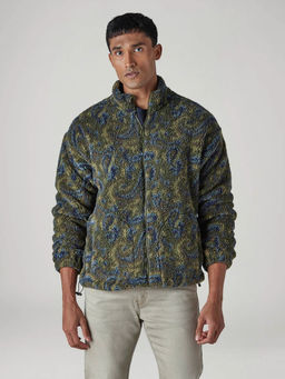 Levi's - Olive Abstract Polyester Loose Fit Jacket