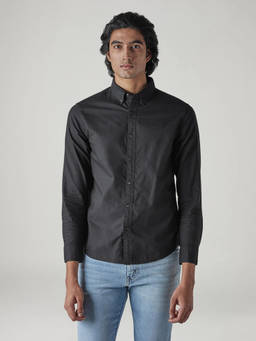 Levi's - Black Solid Cotton Slim Fit Shirt