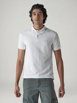 Levi's - White Self Design Cotton Regular Fit Polo T-Shirt