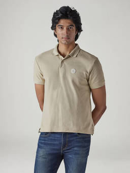 Levi's - Beige Solid Cotton Regular Fit Polo T-Shirt