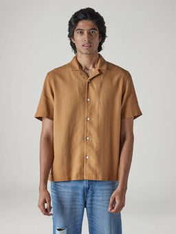 Levi's - Tan Self Design Cotton Relaxed Fit Shirt