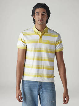 Levi's - White Stripes Cotton Regular Fit Polo T-Shirt
