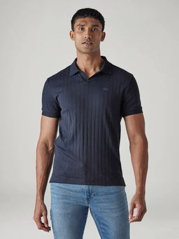 Levi's - Navy Blue Textured Cotton Regular Fit Polo T-Shirt