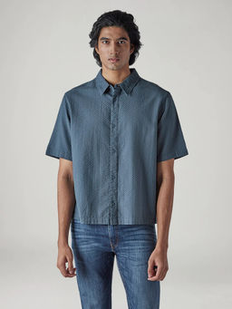Levi's - Blue Self Design Cotton Boxy Fit Shirt