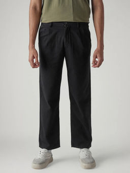 Levi's - Black Solid Cotton Loose Fit Trouser
