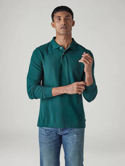 Levi's - Teal Solid Cotton Regular Fit Polo T-Shirt