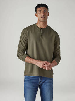 Levi's - Olive Solid Cotton Blend Regular Fit T-Shirt