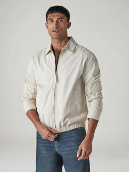 Levi's - Off White Solid Cotton Regular Fit Jacket