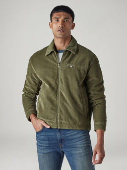 Levi's - Olive Solid Cotton Regular Fit Jacket