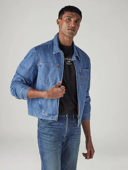 Levi's - Blue Solid Cotton Regular Fit Jacket