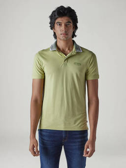 Levi's - Green Colorblock Rayon Regular Fit Polo T-Shirt