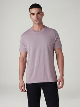 Levi's - Mauve Solid Cotton Slim Fit T-Shirt