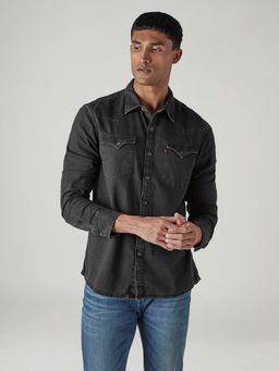 Levi's - Black Solid Cotton Slim Fit Shirt