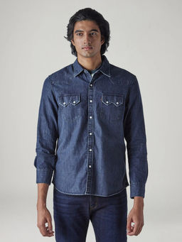 Levi's - Blue Solid Cotton Slim Fit Shirt