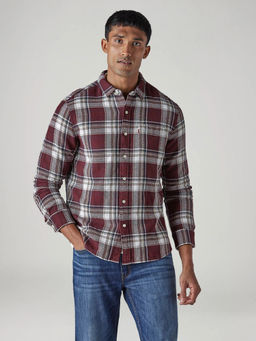 Levi's - Maroon Checks Cotton Slim Fit Shirt