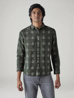 Levi's - Green Checks Cotton Slim Fit Shirt