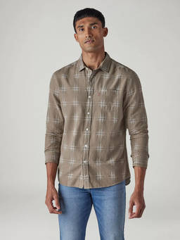 Levi's - Taupe Checks Cotton Slim Fit Shirt