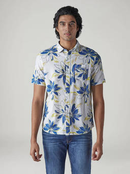 Levi's - White Floral Cotton Slim Fit Shirt