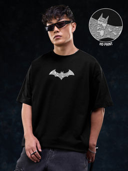 The Souled Store - Black Printed Pure Cotton Oversized Fit T-Shirt