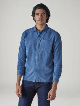 Levi's - Blue Solid Cotton Slim Fit Shirt