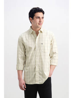 Allen Solly - Beige Checks Cotton Regular Fit Shirt