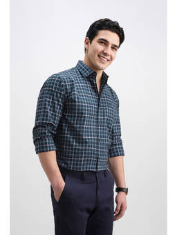 Allen Solly - Blue Checks Cotton Regular Fit Shirt