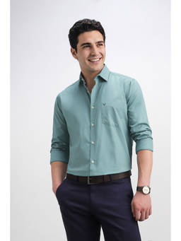 Allen Solly - Blue Solid Cotton Regular Fit Shirt