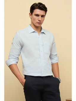 Van Heusen - White Solid Cotton Blend Slim Fit Shirt