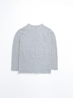 CHERRY CRUMBLE BY NITT HYMAN - Girls Grey Shimmered Turtle Neck The Grizzled Skivvy Top
