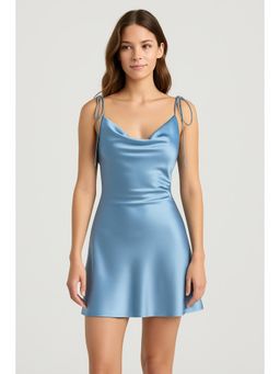 Cider - Satin Cowl Neck Cami Short Dress