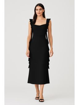 Cider - Mesh Ruffle Hem Maxi Dress