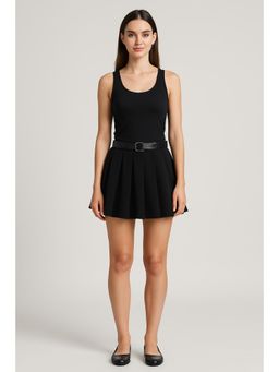 Cider - Mid Waist Pleated Mini Skirt with Belt Curve & Plus
