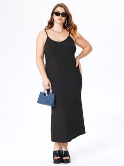 Cider - Solid V-Neck Cami Maxi Dress Curve & Plus