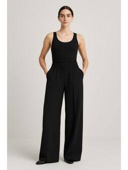 Cider - High Waist Solid Pleated Wide Leg Trousers